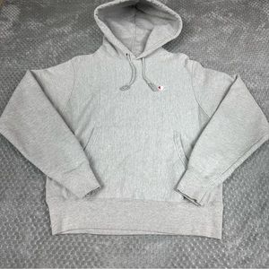 Champion Reverse Weave Hoodie Men’s Small Gray Pullover Heavyweight Sweatshirt